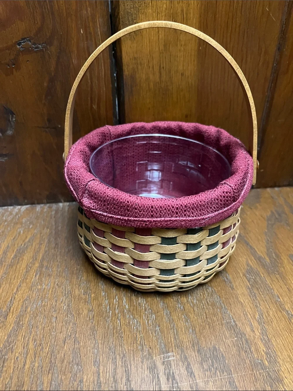 Longaberger Woven Melody 2003 Tree Trimming Basket-Burgundy Liner and Protector